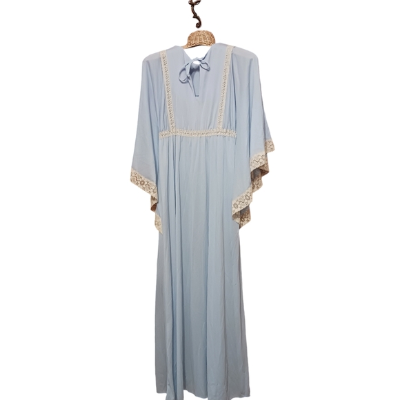 Vintage 70's Blue Angel Wing Nightgown Made in the USA Gilead MOB Wife Old Money - Picture 2 of 6